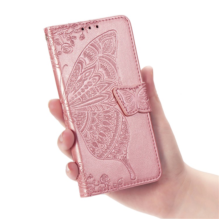 For iPhone 11 6.1 inch Imprint Butterfly Leather Covering - Rose Gold-8