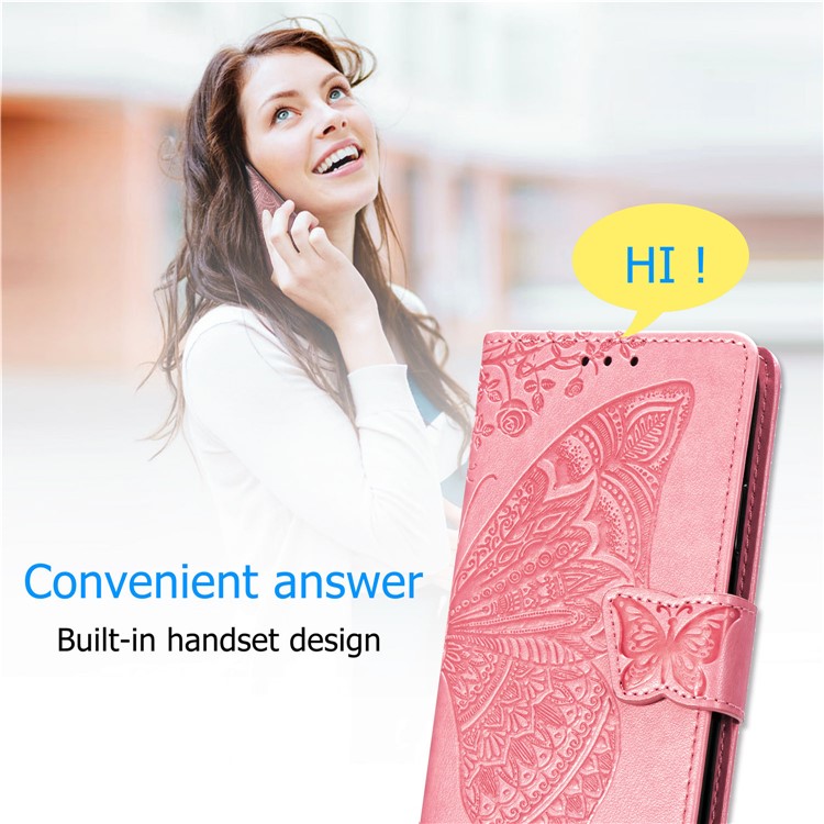 For iPhone 11 6.1 inch Imprint Butterfly Leather Covering - Pink-13