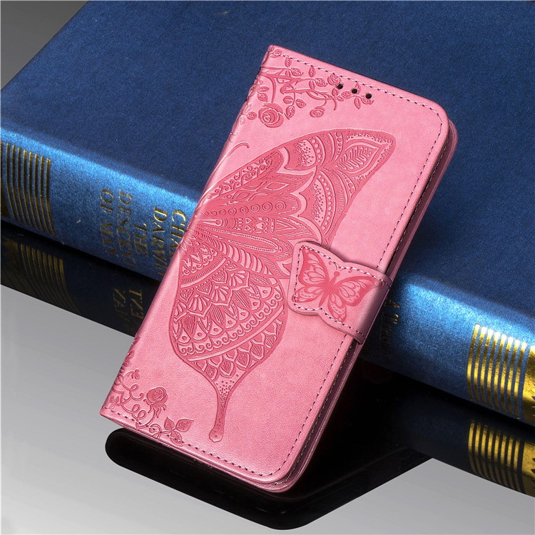 For iPhone 11 6.1 inch Imprint Butterfly Leather Covering - Pink-8