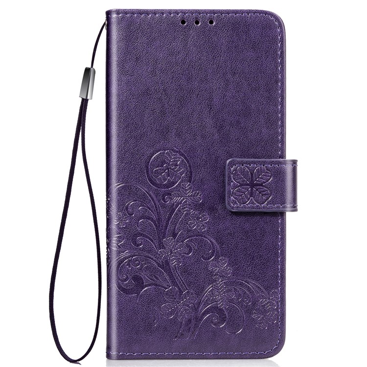 Imprint Clover Pattern Leather Wallet Case Shell for iPhone 11 Pro Max 6.5 inch - Purple-2