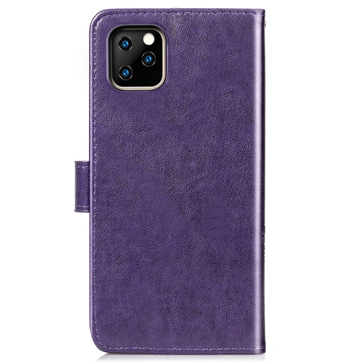 Imprint Clover Pattern Leather Wallet Case Shell for iPhone 11 Pro Max 6.5 inch - Purple-3