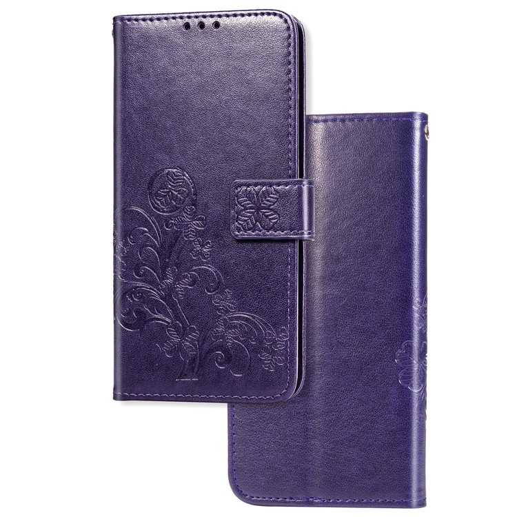 Imprint Clover Pattern Leather Wallet Case Shell for iPhone 11 Pro Max 6.5 inch - Purple-7