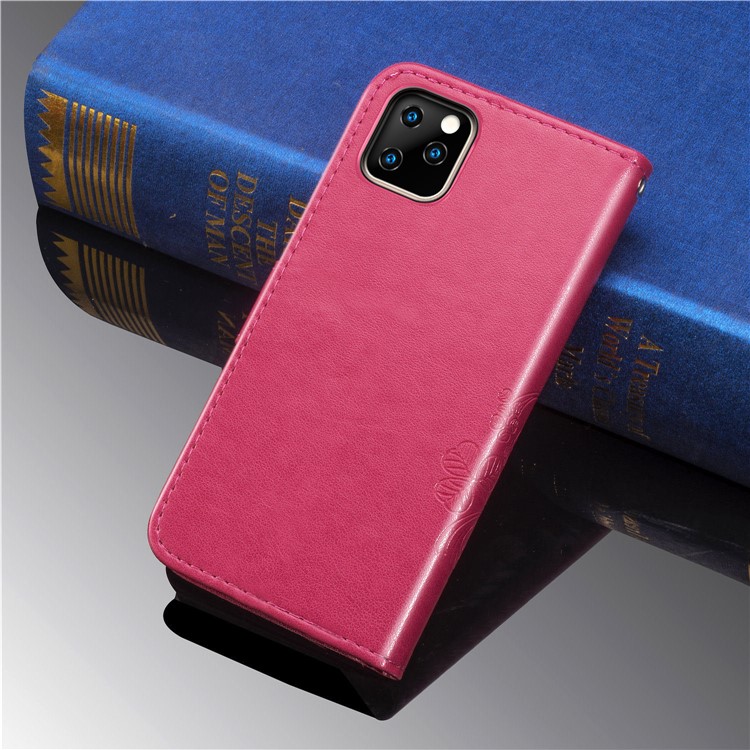 Imprint Clover Pattern Leather Wallet Case Shell for iPhone 11 Pro Max 6.5 inch - Red-4