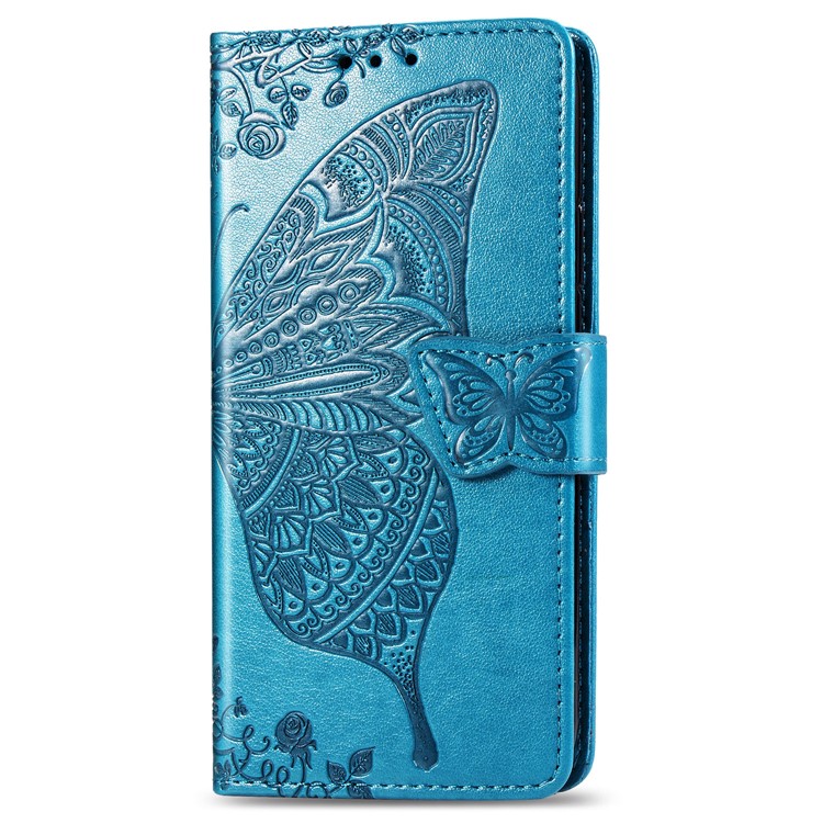 Imprint Big Butterfly Leather Wallet Shell Cover for iPhone 11 Pro Max 6.5 inch - Blue-2