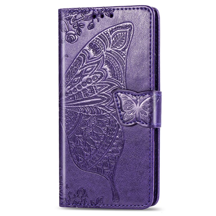 Imprint Big Butterfly Leather Wallet Shell Cover for iPhone 11 Pro Max 6.5 inch - Dark Purple-2