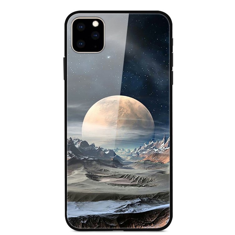 Стиль Печати Glass+TPU+PC Phone Cover Shell Для Iphone 11 6,1 Дюйма - Белая Планета