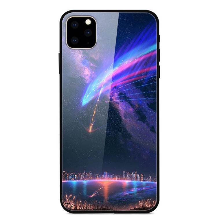 Printing Style Glass+TPU+PC Phone Cover Dazzle Shell for iPhone 11 6.1 inch - Meteorite-1