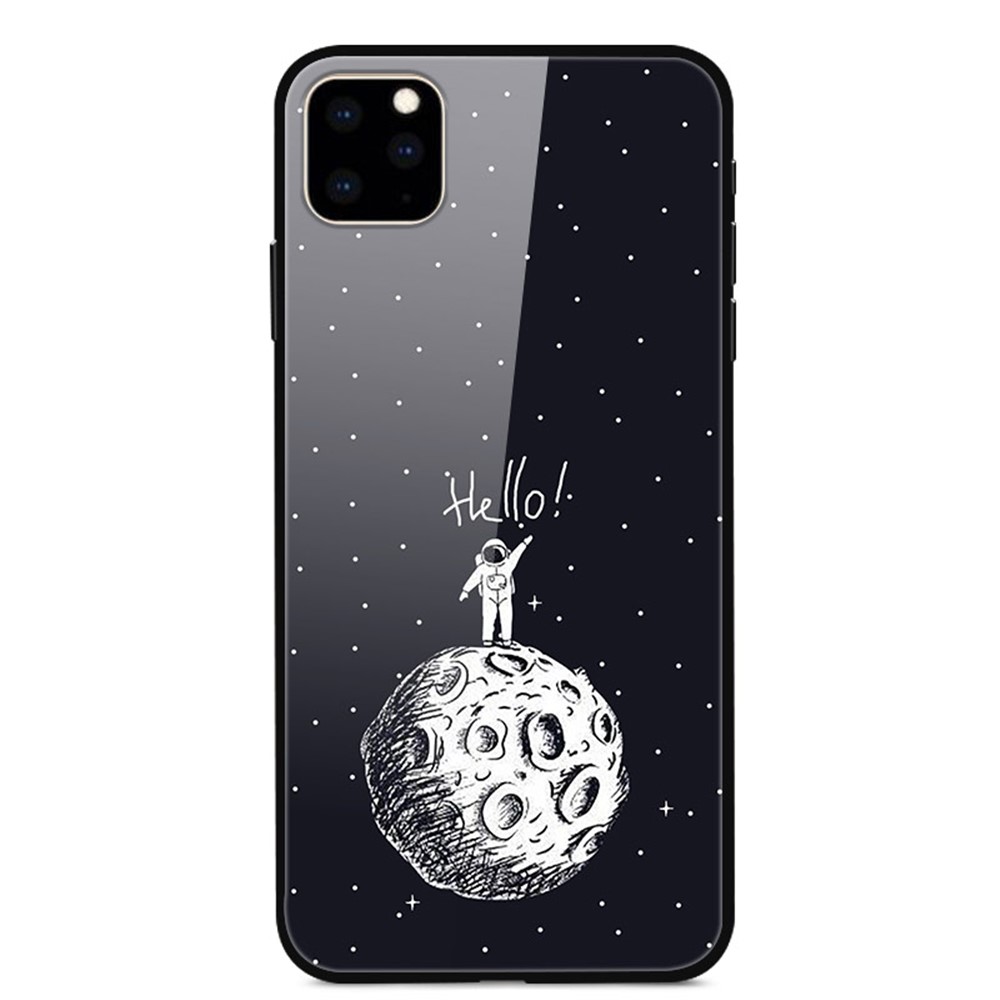 Printing Style Glass+TPU+PC Phone Cover Dazzle Shell for iPhone 11 6.1 inch - Man On the Moon-1