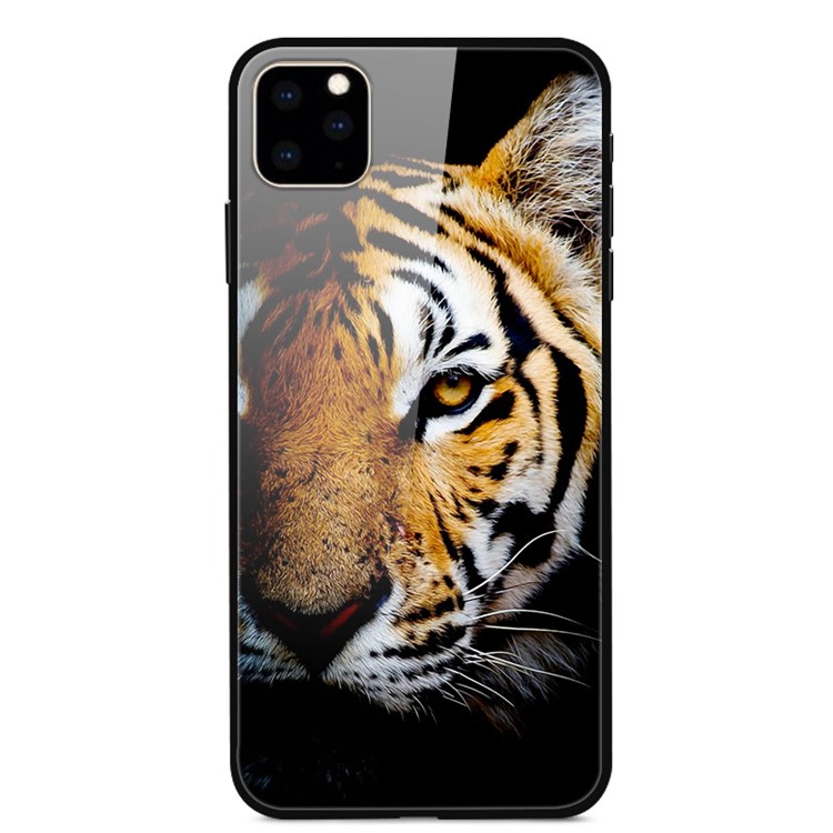 Dazzle Printing Style Glass+TPU+PC Phone Cover Shell for iPhone 11 Pro Max 6.5 inch - Tiger-1