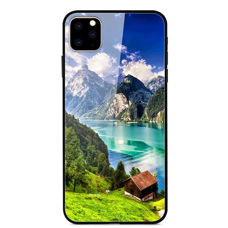 Dazzle Printing Style Glass+TPU+PC Phone Cover Shell for iPhone 11 Pro Max 6.5 inch - Castle Peak Hut-1