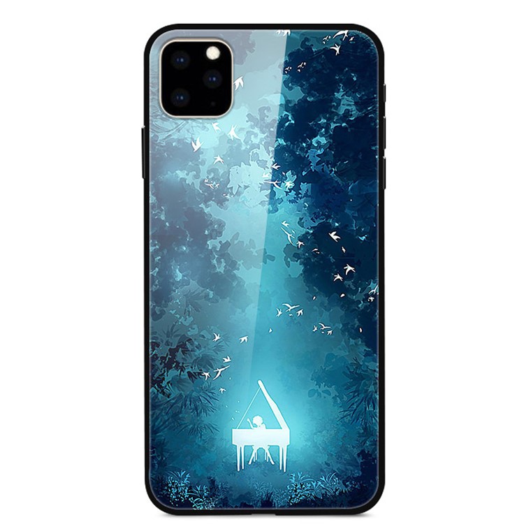 Dazzle Pattern Printing Glass+TPU+PC Phone Case Shell for iPhone 11 Pro 5.8 inch - Forest Piano-1