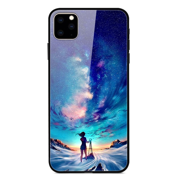 Dazzle Pattern Printing Glass+TPU+PC Phone Case Shell for iPhone 11 Pro 5.8 inch - Astronomical Girl-1