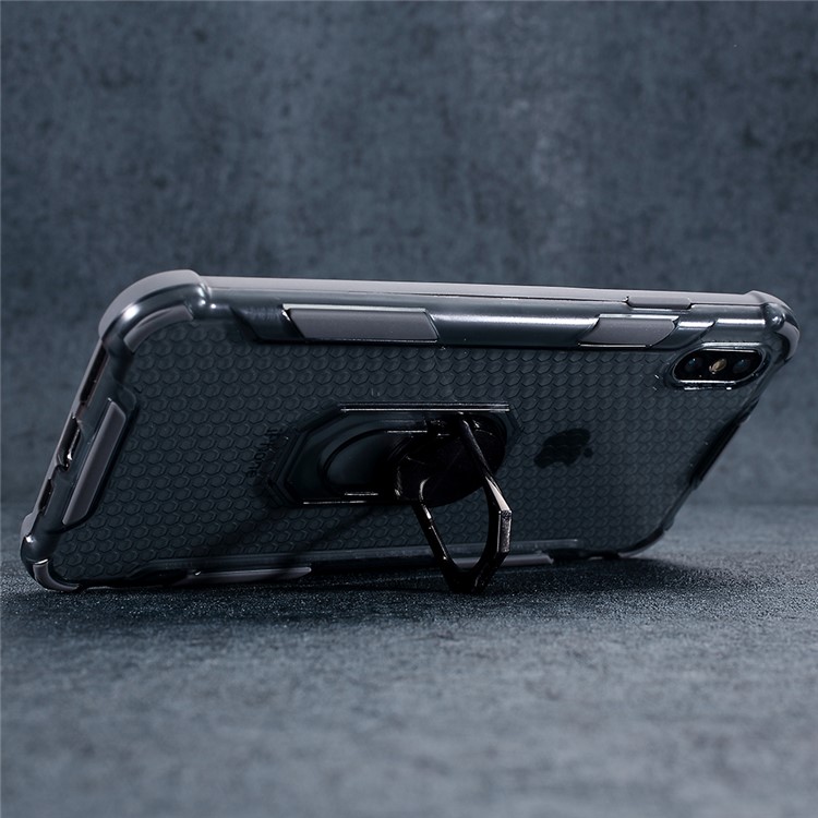 360° Rotatable Finger Ring Kickstand PC + TPU Hybrid Case for iPhone X/XS 5.8 inch - Grey-5