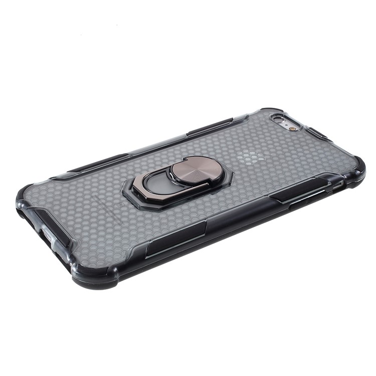 360° Rotatable Finger Ring Kickstand Clear PC + TPU Shell for iPhone 6/6s 4.7-inch - Black-4