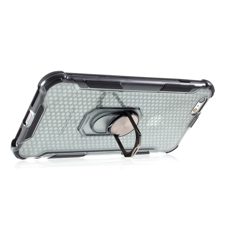 360° Rotatable Finger Ring Kickstand Clear PC + TPU Shell for iPhone 6/6s 4.7-inch - Black-6