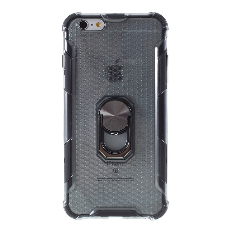 360° Rotatable Finger Ring Kickstand Clear PC + TPU Shell for iPhone 6/6s 4.7-inch - Black-8