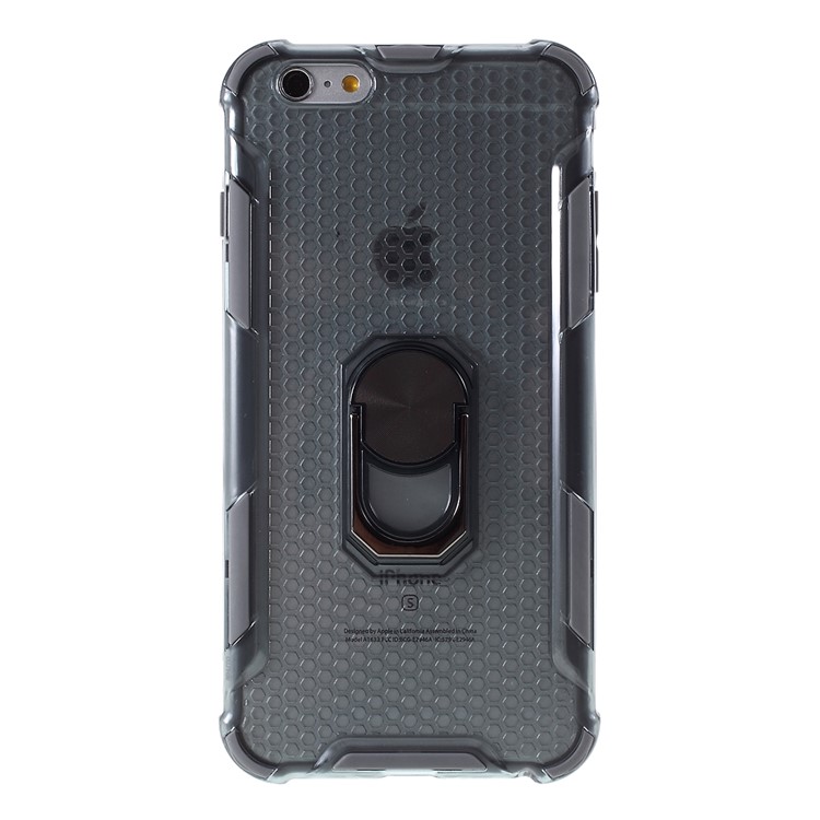 360° Rotatable Finger Ring Kickstand Clear PC + TPU Shell for iPhone 6/6s 4.7-inch - Grey-1