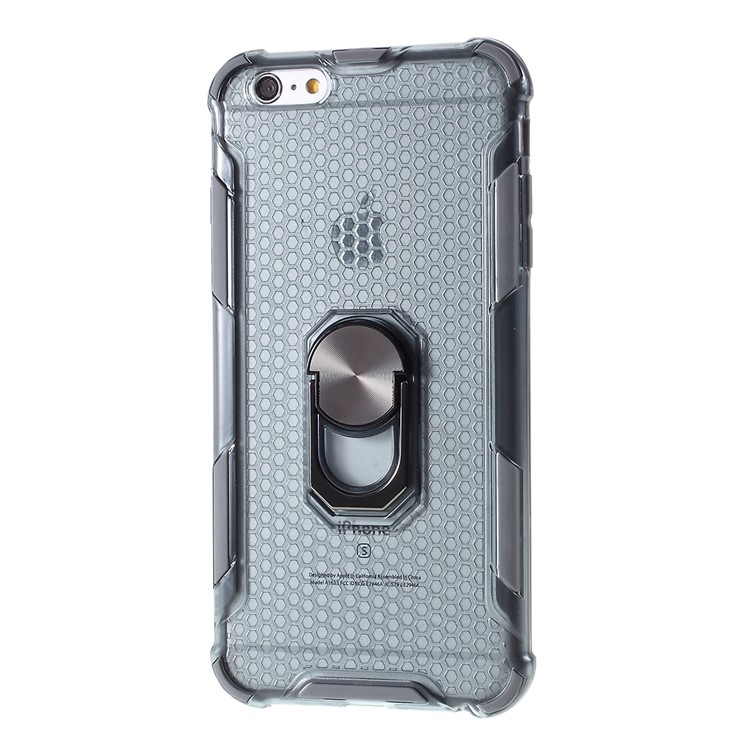 360° Rotatable Finger Ring Kickstand Clear PC + TPU Shell for iPhone 6/6s 4.7-inch - Grey-2