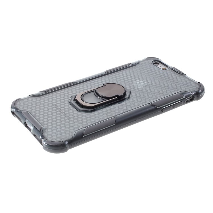 360° Rotatable Finger Ring Kickstand Clear PC + TPU Shell for iPhone 6/6s 4.7-inch - Grey-4