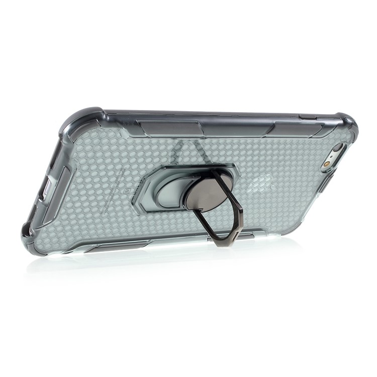 360° Rotatable Finger Ring Kickstand Clear PC + TPU Shell for iPhone 6/6s 4.7-inch - Grey-5