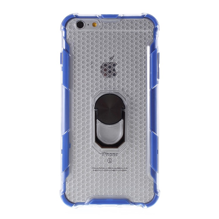 360° Rotatable Finger Ring Kickstand Clear PC + TPU Shell for iPhone 6/6s 4.7-inch - Blue-1