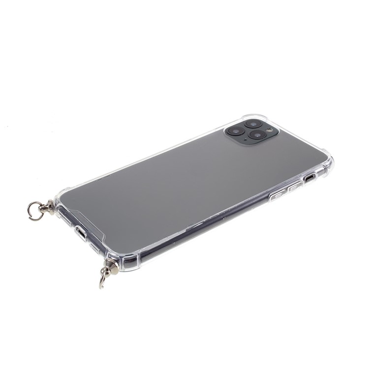 Anti-fall Glossy TPU+Acrylic with Textile Strap Phone Cover for iPhone 11 Pro Max 6.5 inch (2019) - Dark Green/White-6