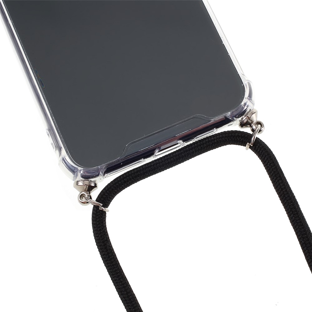 Anti-fall Glossy TPU+Acrylic with Textile Strap Phone Cover for iPhone 11 Pro Max 6.5 inch (2019) - All Black-2