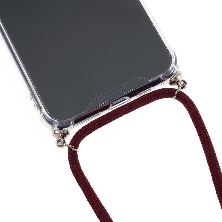 Anti-fall Glossy TPU+Acrylic with Textile Strap Phone Cover for iPhone 11 Pro Max 6.5 inch (2019) - Wine Red-2