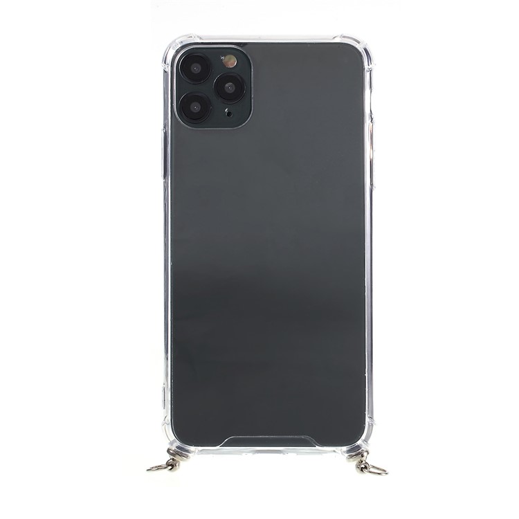 Anti-fall Glossy TPU+Acrylic with Textile Strap Phone Cover for iPhone 11 Pro Max 6.5 inch (2019) - Wine Red-4