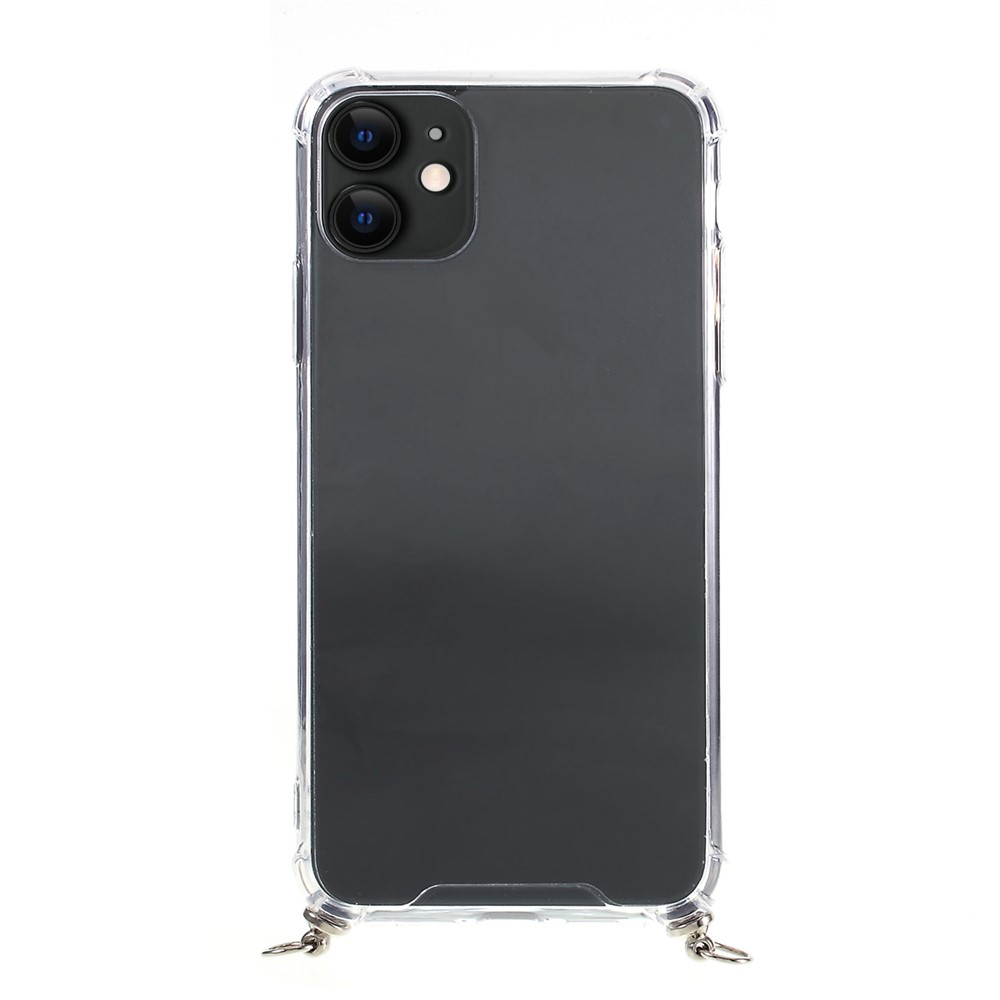 Drop-resistant TPU + Acrylic + Textile Strap Anti-fall Shell for iPhone 11 6.1-inch - Pink/Stripe-4