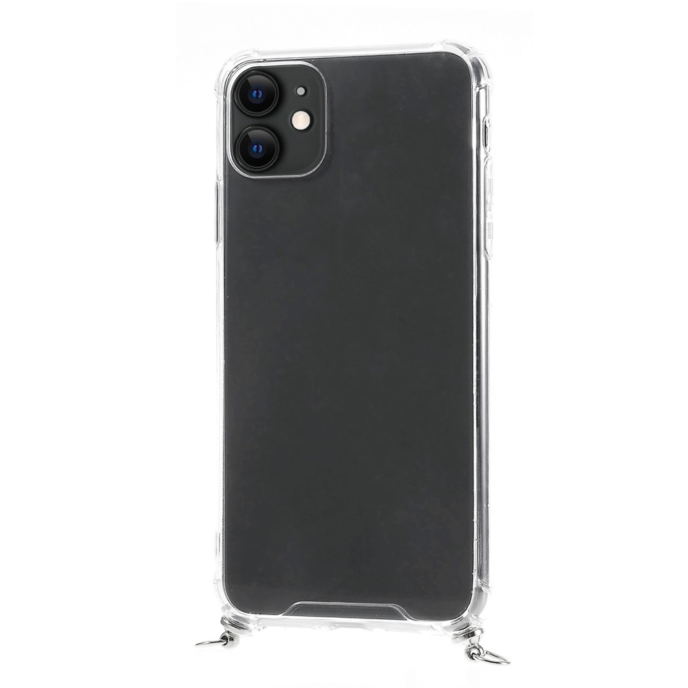 TPU Resistente a la Caída + Acrílico + Correa de Correa Textil Anti-caza Para Iphone 11 6.1 Pulgadas - Raya Negra-5