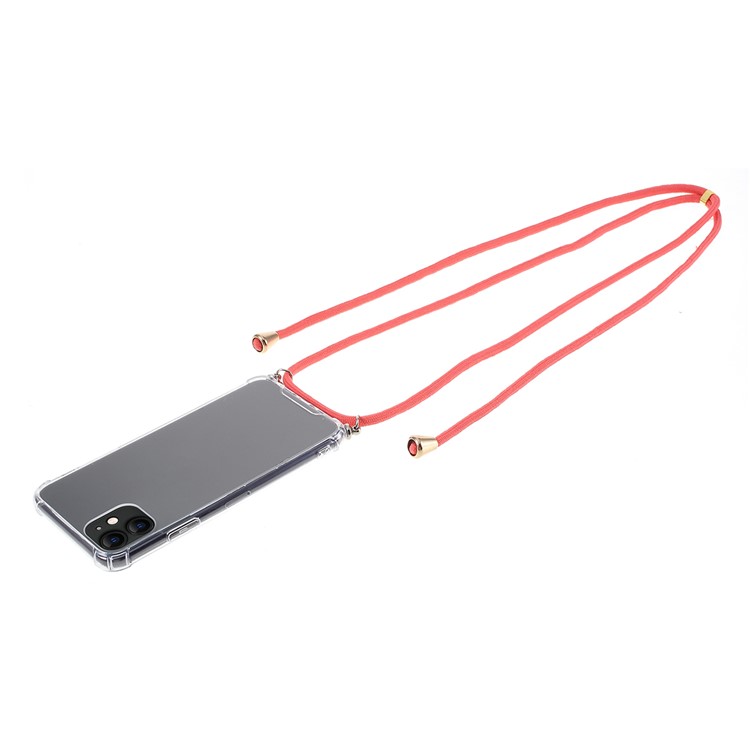 Drop-resistant TPU + Acrylic + Textile Strap Anti-fall Shell for iPhone 11 6.1-inch - Red-1