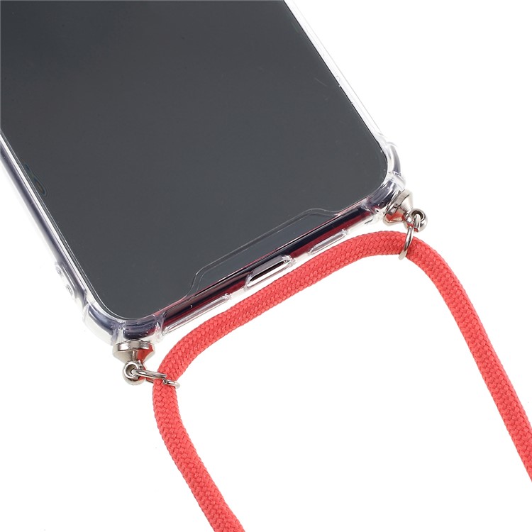 Drop-resistant TPU + Acrylic + Textile Strap Anti-fall Shell for iPhone 11 6.1-inch - Red-2