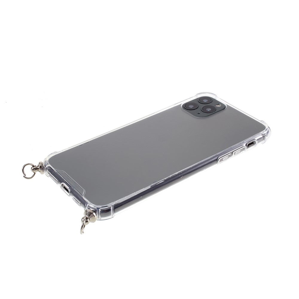 Anti-fall Glossy TPU+Acrylic Casing with Textile Strap for iPhone 11 Pro 5.8 inch (2019) - Dark Green/White-6