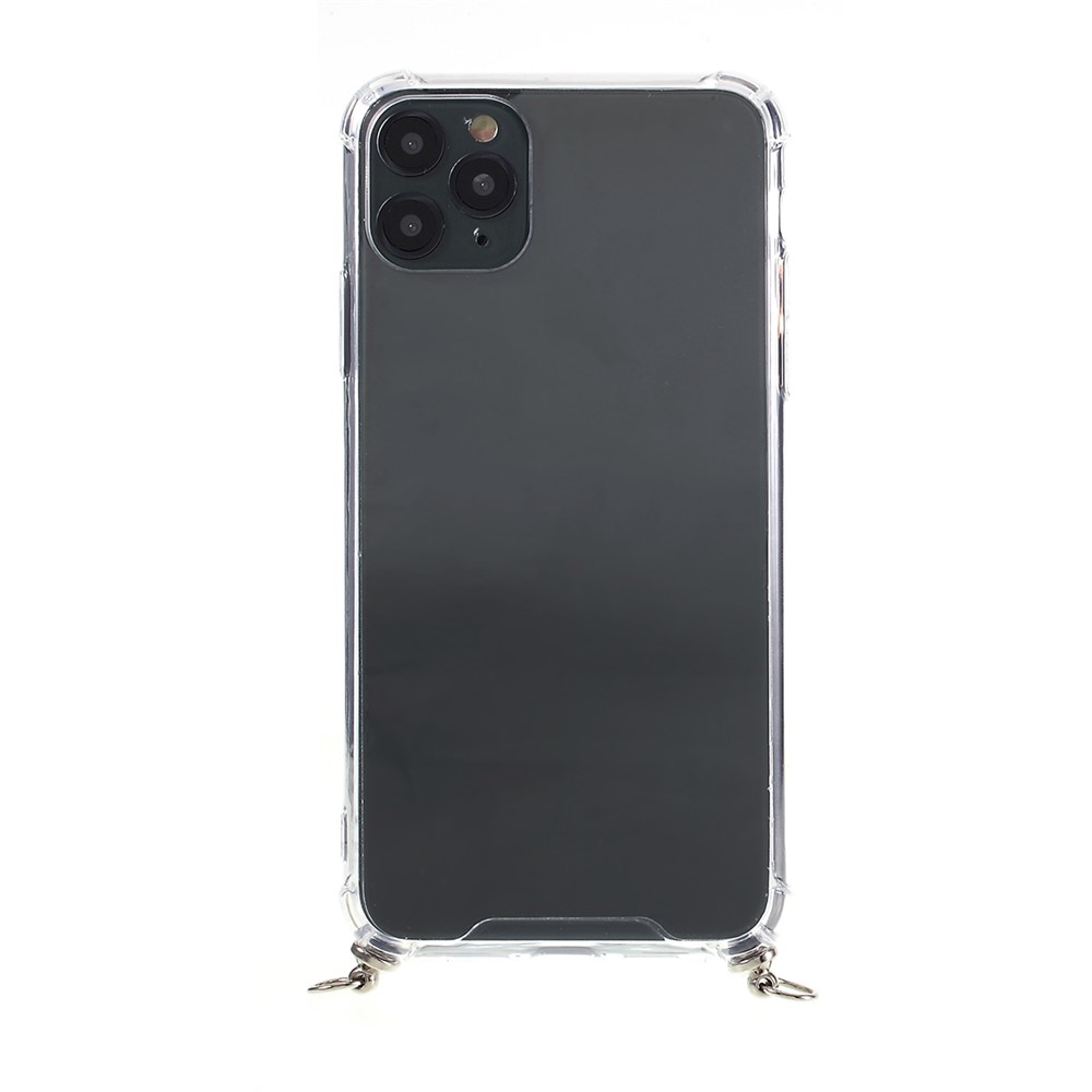 Anti-fall Glossy TPU+Acrylic Casing with Textile Strap for iPhone 11 Pro 5.8 inch (2019) - Dark Green/Grey-4