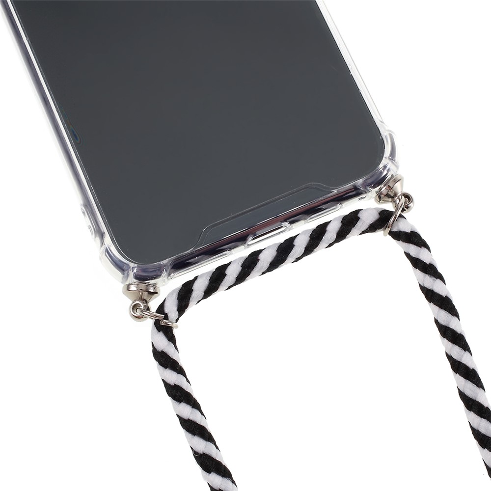 Anti-fall Glossy TPU+Acrylic Casing with Textile Strap for iPhone 11 Pro 5.8 inch (2019) - Black/White-2