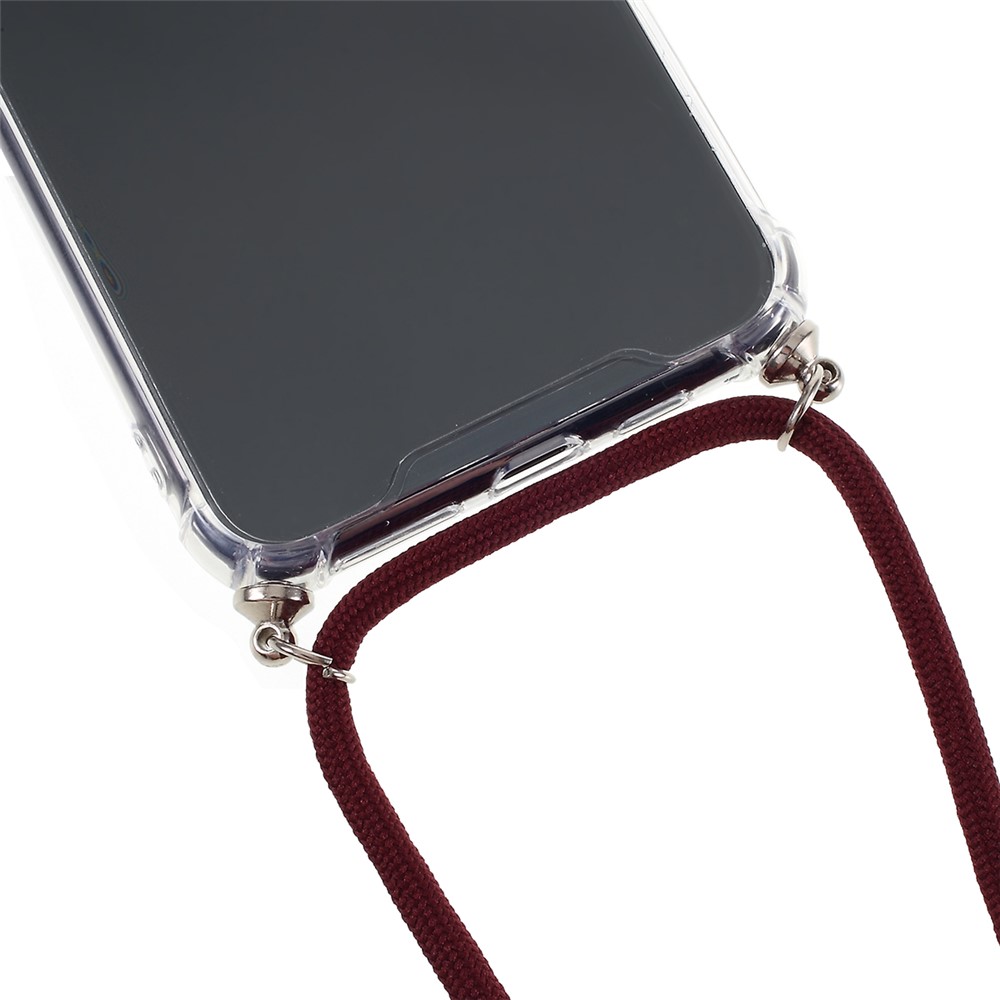 Anti-fall Glossy TPU+Acrylic Casing with Textile Strap for iPhone 11 Pro 5.8 inch (2019) - Wine Red-2