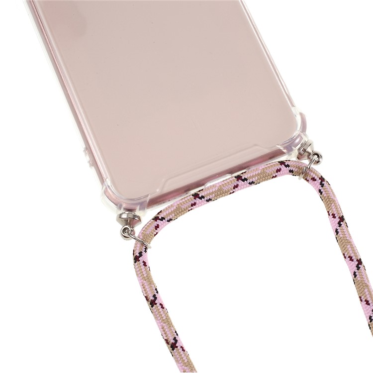 TPU+Acrylic+Textile Strap Anti-fall Shell for iPhone 8 Plus / 7 Plus 5.5-inch - Pink Stripe-2