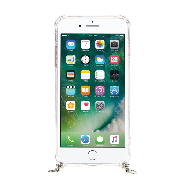 TPU+Acrylic+Textile Strap Anti-fall Shell for iPhone 8 Plus / 7 Plus 5.5-inch - Black and White Stripe-5