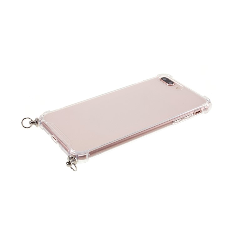 TPU+Acrylic+Textile Strap Anti-fall Shell for iPhone 8 Plus / 7 Plus 5.5-inch - Black and White Stripe-7