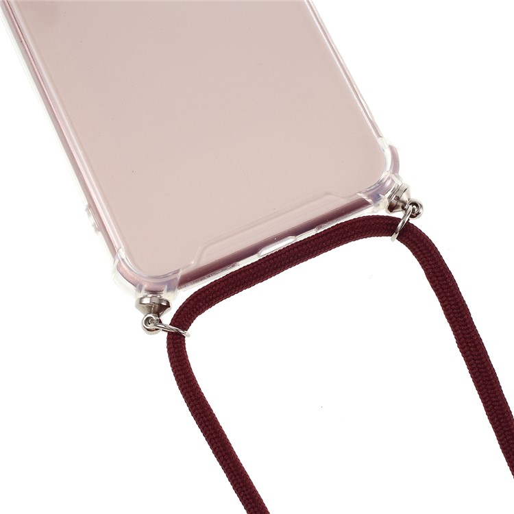 TPU+Acrylic+Textile Strap Anti-fall Shell for iPhone 8 Plus / 7 Plus 5.5-inch - Wine Red-2