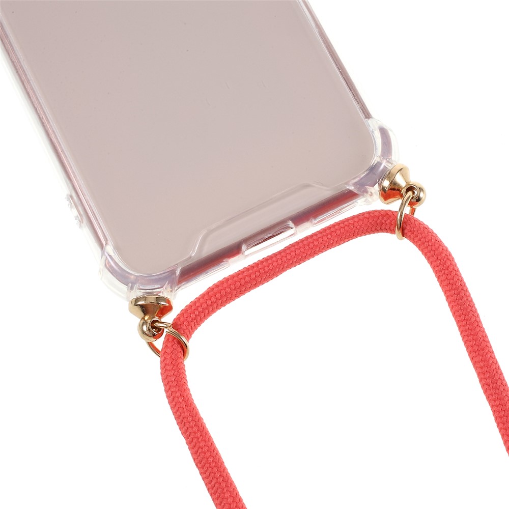 For iPhone 8 / iPhone 7 TPU+Acrylic+Textile Strap Anti-fall Shell - Red-2