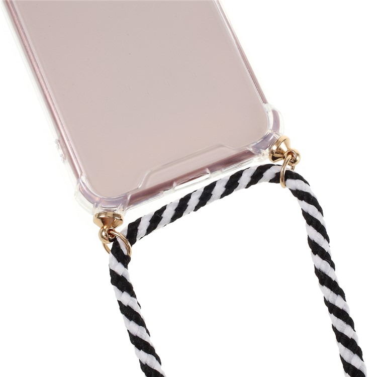 For iPhone 8 / iPhone 7 TPU+Acrylic+Textile Strap Anti-fall Shell - White Stripe-2