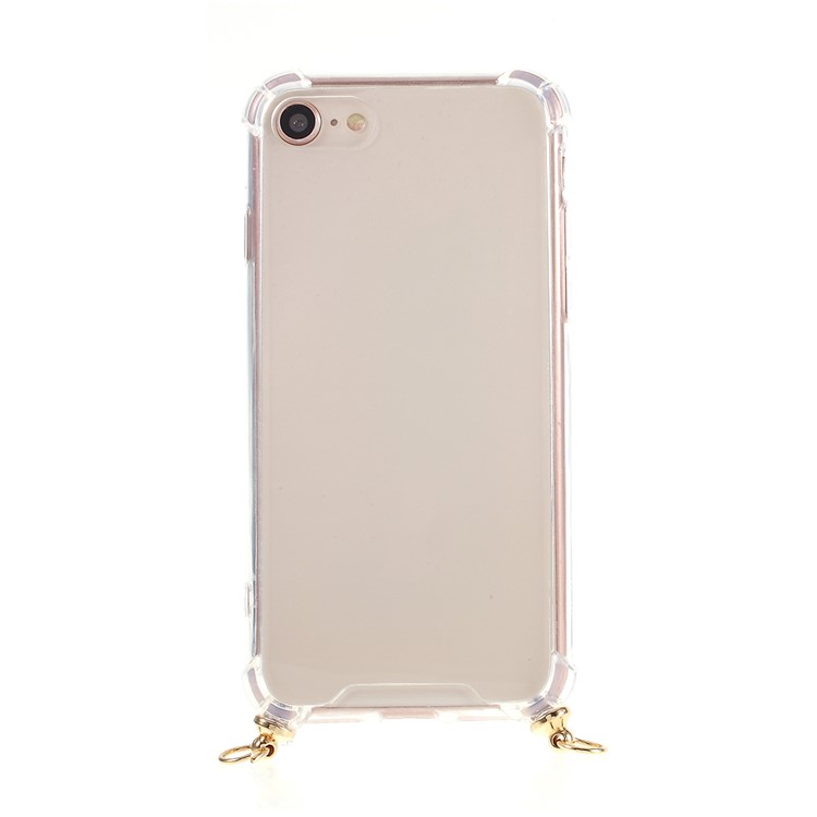 For iPhone 8 / iPhone 7 TPU+Acrylic+Textile Strap Anti-fall Shell - White Stripe-3