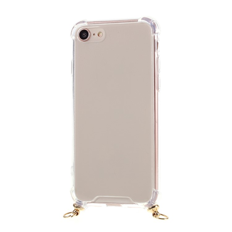 For iPhone 8 / iPhone 7 TPU+Acrylic+Textile Strap Anti-fall Shell - White Stripe-5