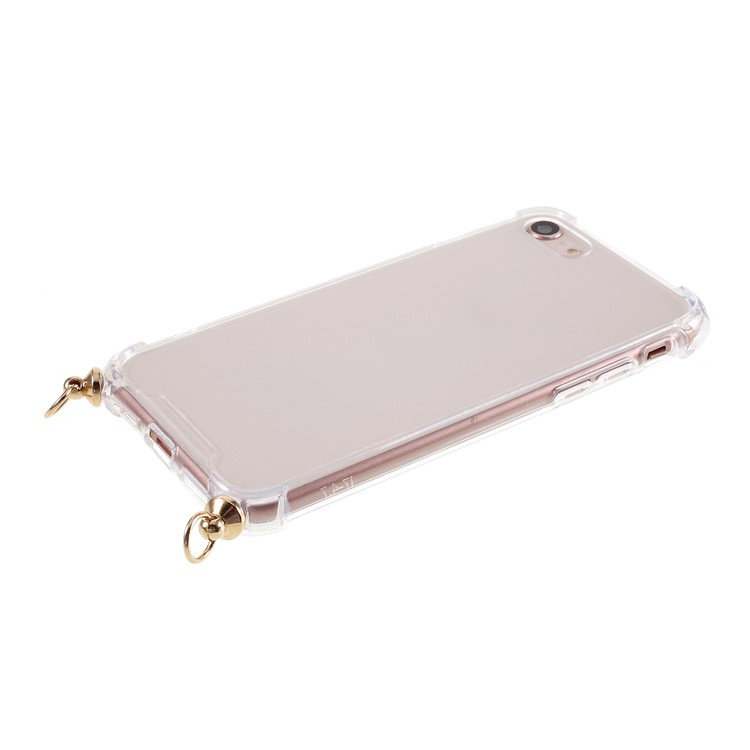 For iPhone 8 / iPhone 7 TPU+Acrylic+Textile Strap Anti-fall Shell - White Stripe-7