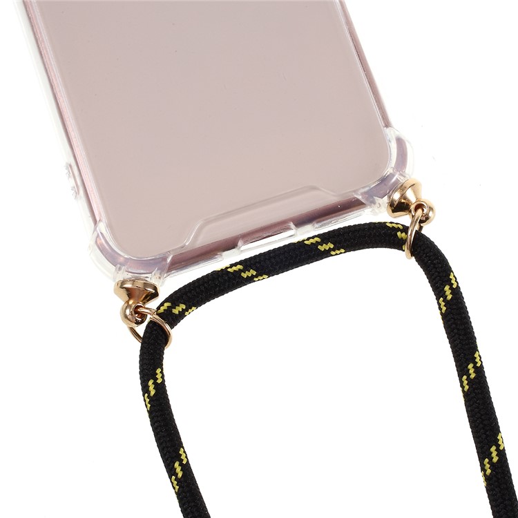For iPhone 8/7/iPhone SE 2 (2020) TPU+Acrylic+Textile Strap Anti-fall Shell - Black/Stripe-2