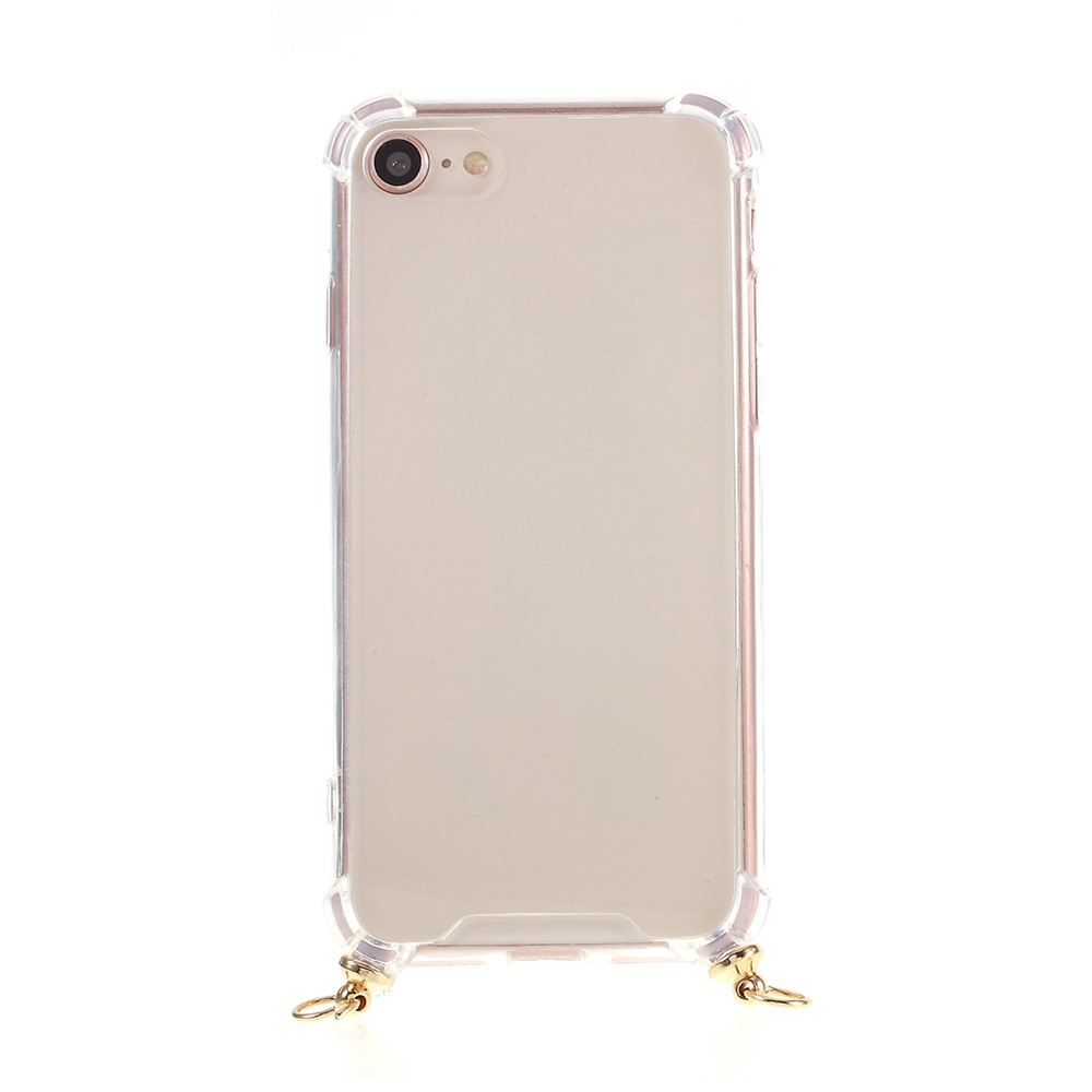 Para El Iphone 8 / Iphone 7 TPU + Correa Textil Shell Anti-caída Acrílico + - Todo Negro-3