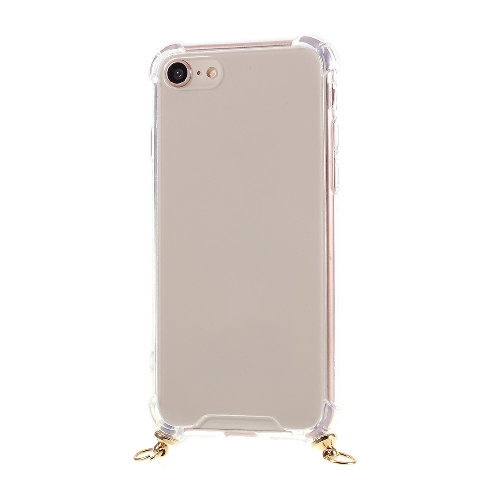Para El Iphone 8 / Iphone 7 TPU + Correa Textil Shell Anti-caída Acrílico + - Todo Negro-5