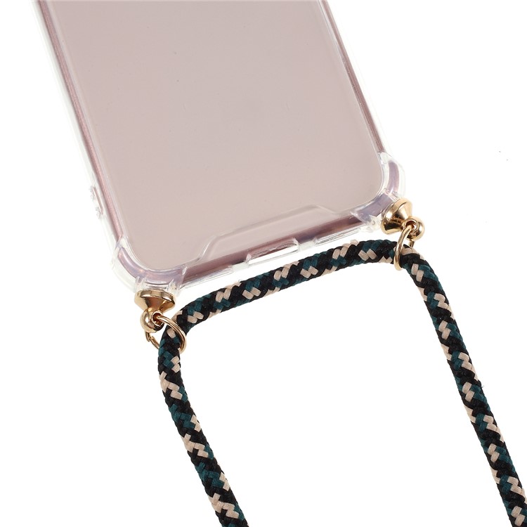 For iPhone 8 / iPhone 7 TPU+Acrylic+Textile Strap Anti-fall Shell - Black and Gold Stripe-2